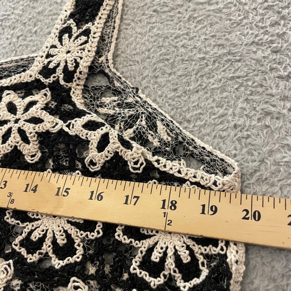 NWT POL Crochet Floral Crop Tank Top Women One Size Black Boho Festival Oversize - Picture 4 of 6